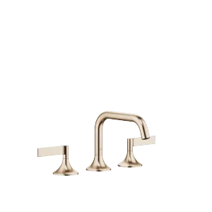 Vaia Brushed Champagne Kt Gold Washstand Faucets Three Hole Basin