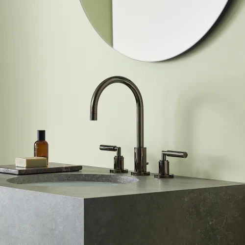 TARA Three-hole basin mixer with pop-up waste - Platinum - 20 713 882-08