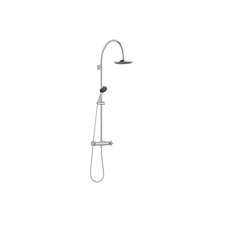 TARA Showerpipe mit Brausethermostat 220 mm - Chrom gebürstet - Set aus 2 Artikeln