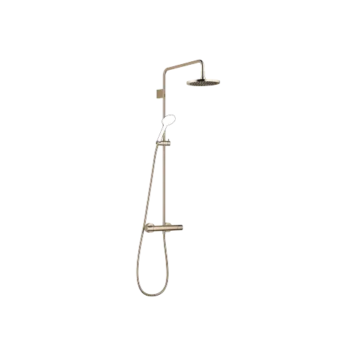 Showerpipe with shower thermostat without hand shower FlowReduce 220 mm - Champagne (22kt Gold) - 34 464 979-47