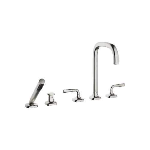 COYA Five-hole bath mixer for deck mounting with diverter - Brushed Platinum - 27 522 414-06