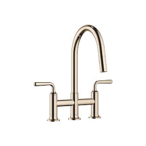 VAIA Three-hole bridge mixer Pull-down with spray function - Champagne (22kt Gold) - 19 870 809-47