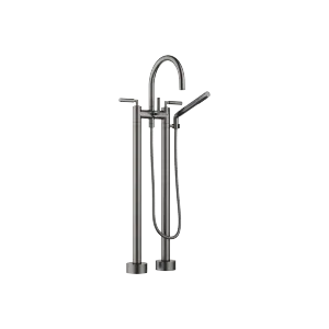 TARA Two-hole bath mixer for free-standing assembly with hand shower set - Brushed Dark Platinum - 25 943 882-99