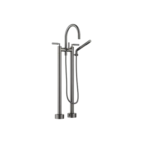 TARA Two-hole bath mixer for free-standing assembly with hand shower set - Brushed Dark Platinum - 25 943 882-99