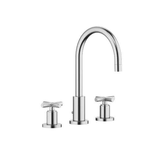 TARA Mélangeur lavabo à 3 trous avec garniture d'écoulement - Chrome brossé - 20 713 892-93 0010