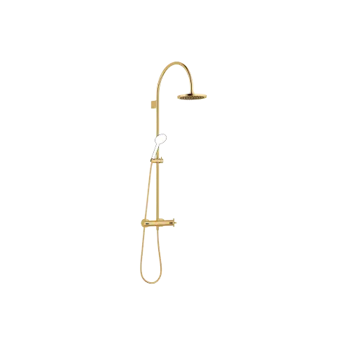 TARA Showerpipe with shower thermostat without hand shower FlowReduce 220 mm - Brushed Durabrass (23kt Gold) - 34 458 892-28