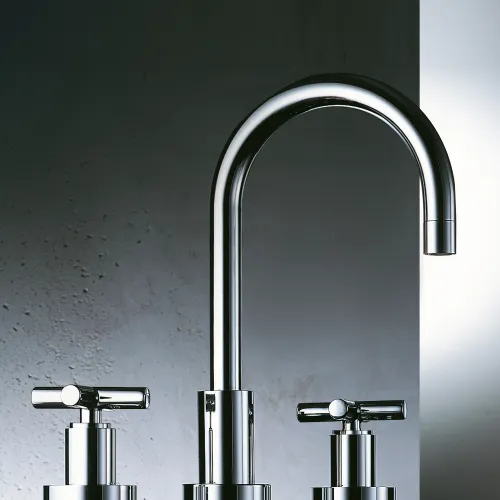 TARA Three-hole basin mixer with pop-up waste - Platinum - 20 713 892-08