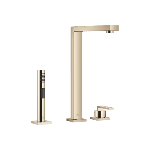 LOT Mitigeur monocommande avec rosaces individuelles avec douchette extractible - Champagne (Or 22cts) - Set contenant 2 articles