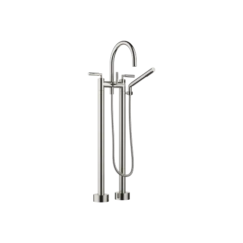 TARA Two-hole bath mixer for free-standing assembly with hand shower set - Platinum - 25 943 882-08