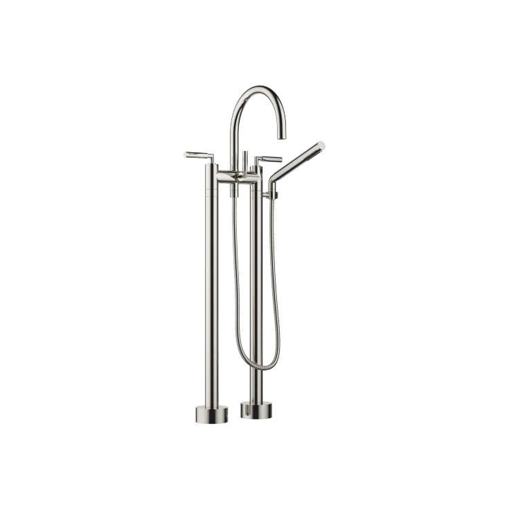 TARA Two-hole bath mixer for free-standing assembly with hand shower set - Platinum - 25 943 882-08