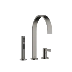 MEM Two-hole mixer with individual rosettes with rinsing spray set - Brushed Dark Platinum - Set containing 2 articles