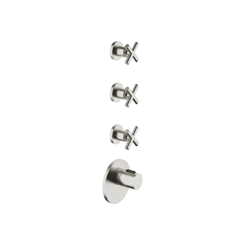 TARA xTOOL Thermostatmodul mit 3 Ventilen - Platin gebürstet - Set aus 4 Artikeln