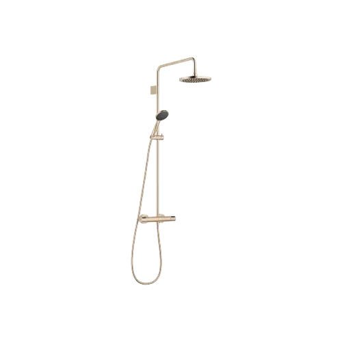 Showerpipe Application with shower thermostat FlowReduce 220 mm - Brushed Light Gold (PVD) - Set containing 1 articles