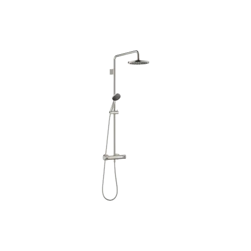 Showerpipe with shower thermostat - Brushed Platinum - Set containing 2 articles