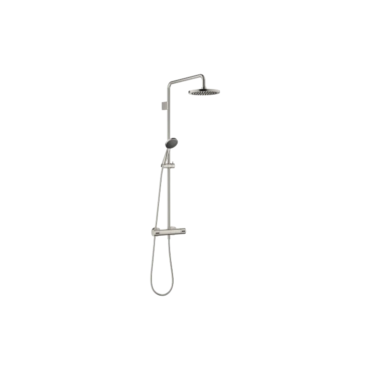 Showerpipe with shower thermostat - Brushed Platinum - Set containing 2 articles