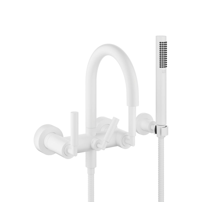 TARA Matte White Bath faucets Bath mixer for wall mounting with hand