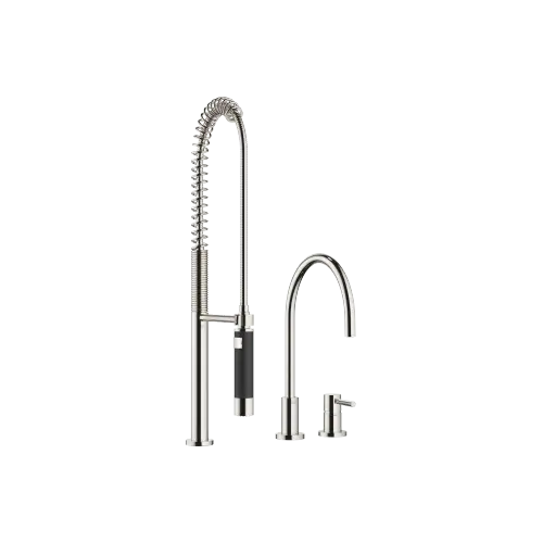 TARA Two-hole mixer with individual rosettes with profi spray set - Platinum - Set containing 2 articles