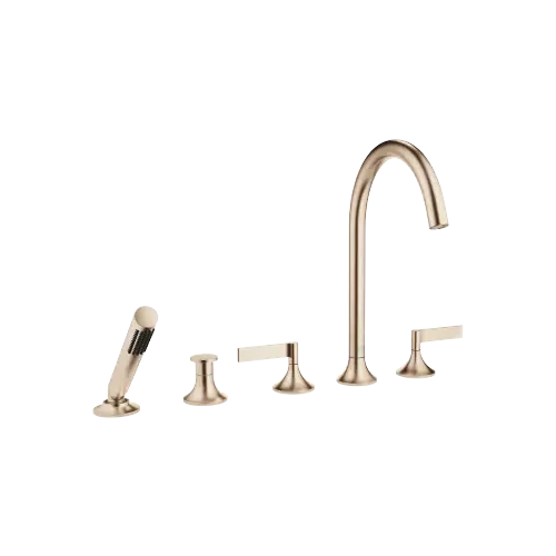 VAIA Five-hole bath mixer for deck mounting with diverter - Brushed Champagne (22kt Gold) - 27 522 819-46