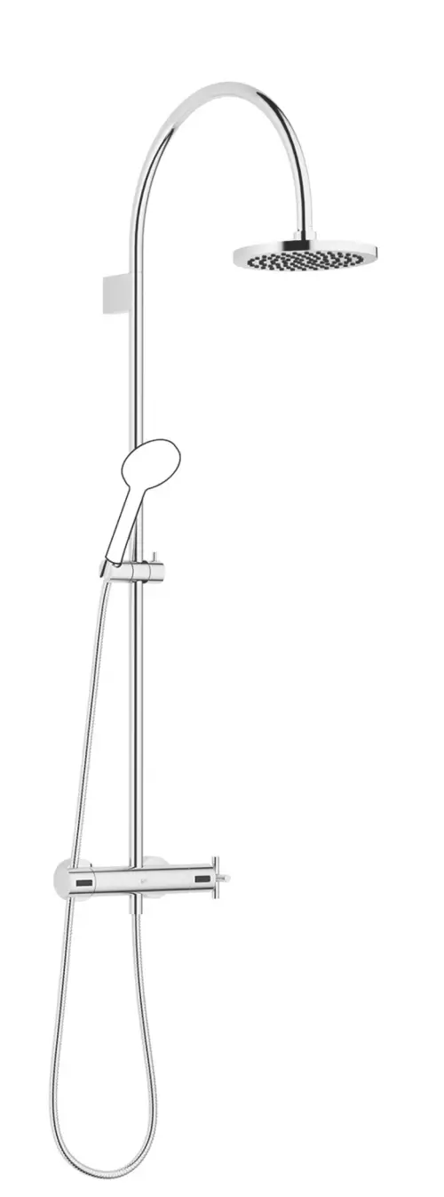 TARA Showerpipe with shower thermostat without hand shower FlowReduce 220 mm - Brushed Dark Bronze (PVD) - 34 458 892-43