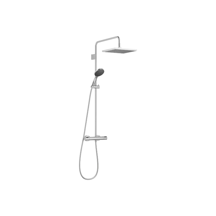 Showerpipe mit Brause-Thermostat mit Handbrausegarnitur FlowReduce - Chrom gebürstet - 34 468 980-93