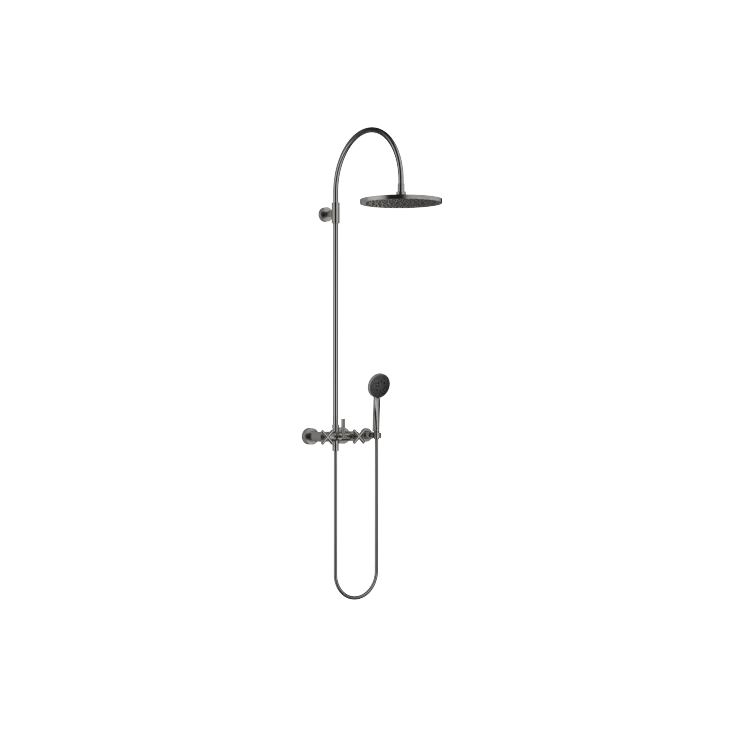 TARA Shower Pipe mit Brausebatterie 300 mm - Dark Platinum gebürstet - Set aus 2 Artikeln