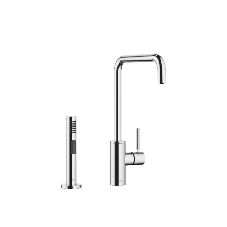 META SQUARE Single-lever mixer with side spray set - Chrome - Set containing 2 articles