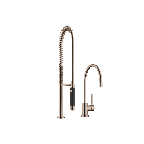 TARA Einhebelmischer mit Profibrausegarnitur - Bronze gebürstet (PVD) - Set aus 2 Artikeln