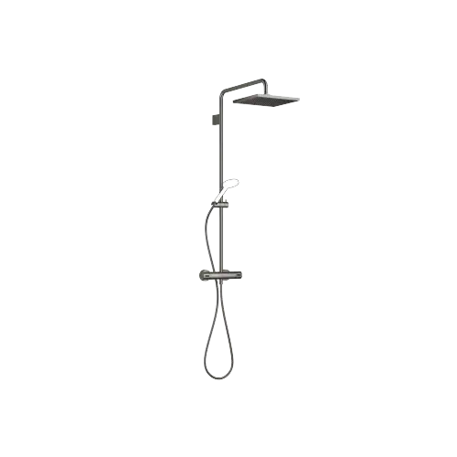 Showerpipe with shower thermostat without hand shower FlowReduce - Dark Chrome - 34 458 980-19