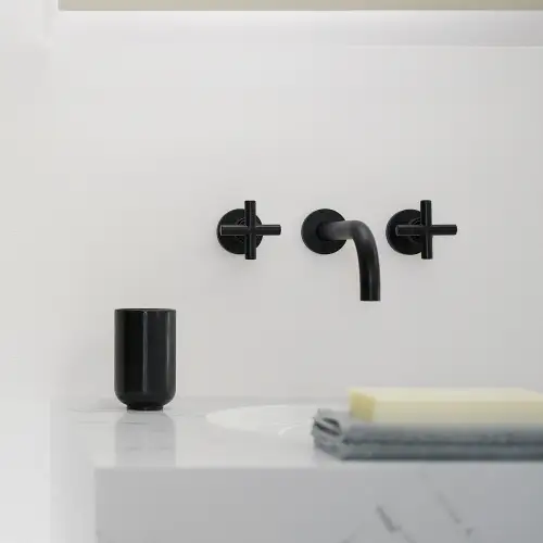 TARA Robinetterie murale pour lavabo sans garniture d’écoulement - Platine brossé - 36 712 892-06