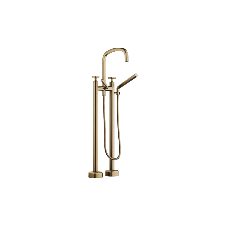COYA Two-hole bath mixer for free-standing assembly with hand shower set - Brushed Dark Brass (PVD) - 25 943 404-39