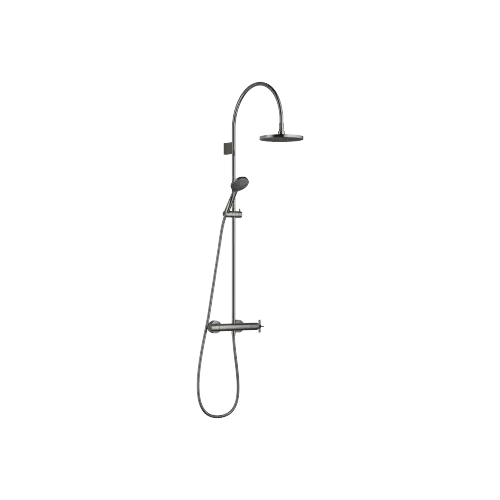 VAIA Showerpipe Application with shower thermostat FlowReduce 220 mm - Dark Chrome - Set containing 2 articles