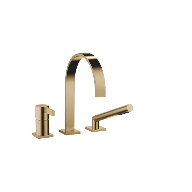 MEM Three-hole single-lever bath mixer for bath rim or tile edge installation - Brushed Dark Brass - 27 412 782-39