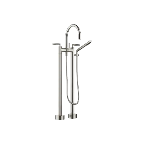 TARA Two-hole bath mixer for free-standing assembly with hand shower set - Brushed Platinum - 25 943 882-06 0050
