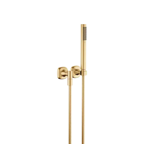 COYA Schlauchbrausegarnitur mit Einzelrosetten FlowReduce - Messing gebürstet (23kt Gold) - 27 808 404-28 0010