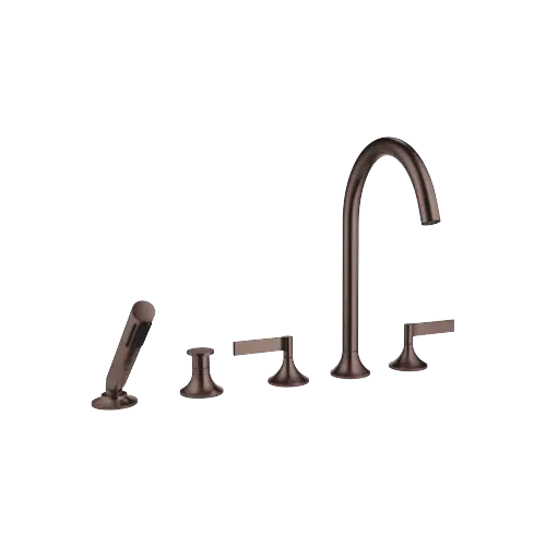 VAIA Five-hole bath mixer for deck mounting with diverter - Brushed Dark Bronze (PVD) - 27 522 819-43