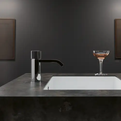 IMO Touchfree Washstand fitting with electronic opening and closing function without pop-up waste - Brushed Light Gold (PVD) - 44 511 670-27