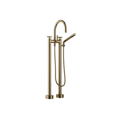 TARA Two-hole bath mixer for free-standing assembly with hand shower set - Brushed Dark Brass (PVD) - 25 943 892-39 0050