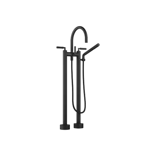 TARA Batería de dos orificios para bañera para montaje exento con juego de ducha de mano - Negro mate - 25 943 882-33