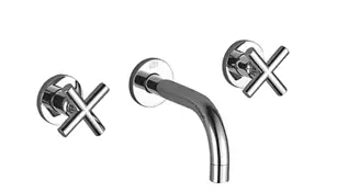 TARA Wall-mounted three-hole lavatory mixer without drain - Brushed Dark Bronze (PVD) - 36 707 892-43 0010