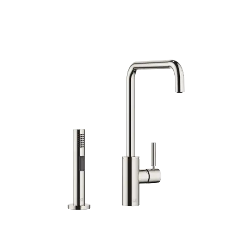 META SQUARE Single-lever mixer with side spray set - Platinum - Set containing 2 articles
