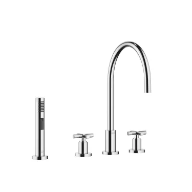 Three-hole mixer with rinsing spray set - Set containing 2 articles