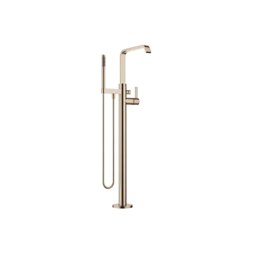 IMO Single-lever tub mixer with stand pipe for freestanding installation with hand shower set - Brushed Light Gold (PVD) - 25 863 671-27