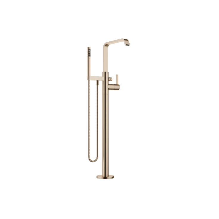 IMO Single-lever bath mixer with stand pipe for free-standing assembly with hand shower set - Brushed Light Gold - 25 863 671-27