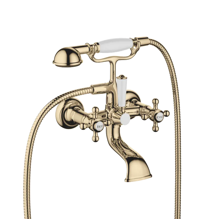Kingston Brass CC51T8 - Llenador De Bañera De Pierna Vintage Con Ducha De Mano, Níquel Satinado, Centro De 3-3/8 Pulgadas