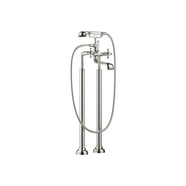 MADISON Two-hole bath mixer for free-standing assembly with hand shower set - Platinum - 25 943 360-08