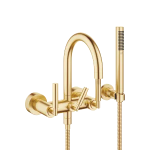 TARA Bath mixer for wall mounting with hand shower set - Brushed Durabrass (23kt Gold) - 25 133 882-28