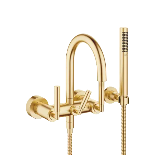 TARA Gruppo vasca per montaggio a muro con doccetta e flessibile - Ottone spazzolato (Oro 23k) - 25 133 882-28