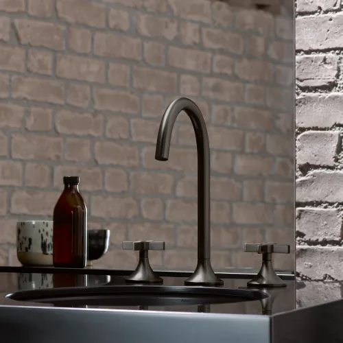 VAIA Three-hole basin mixer with pop-up waste - Dark Chrome - 20 713 809-19