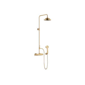 MADISON Shower Pipe mit Brause-Thermostat - Messing gebürstet (23kt Gold) - Set aus 3 Artikeln