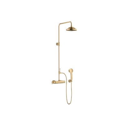 MADISON Showerpipe con termostato de ducha - Latón cepillado (Oro 23k) - Set que contiene 3 artículos